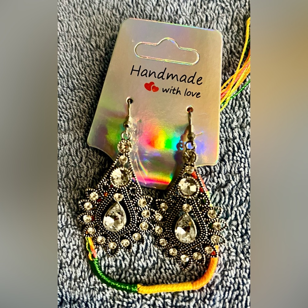Silver  Handmade and designed earrings with FREE Bracelet